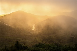 View from a path below the summit of Garajonay to other mountains of the Garajonay National Park