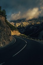 Hahntennjoch pass road in Tyrol in Lechtal, Austria, Europe