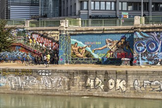 Graffiti on the Danube Canal Vienna, Austria, Europe