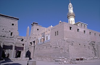 Mosque of Abu el-Haggag, Great Court of Ramses II, Luxor Temple, Luxor, Nile Valley, Egypt,