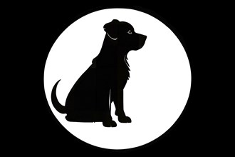 Abstract black icon of a charming dog, illustration on white background, AI generated