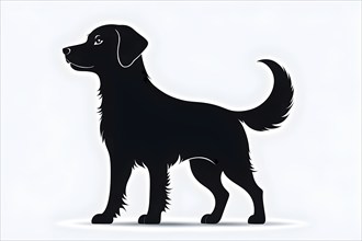 Abstract black icon of a charming dog, illustration on white background, AI generated