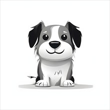 A simple cartoon dog with a white background, abstract illustration, AI generated