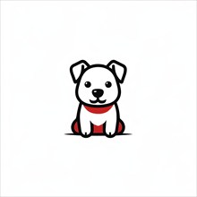 A simple cartoon dog with a white background, abstract illustration, AI generated