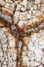 Various colourful rock layers in the rock, La Gomera, Canary Islands, Spain, Europe