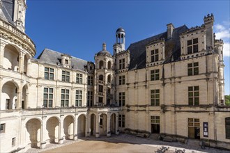 Outside tower of The Royal Chateau at Chambord. Loire Valley, Loir-et-Cher department, Centre-Val