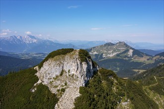 Drone shot, mountain landscape, Gruberhorn gypsum cross, Osterhorn group, Salzkammergut, Salzburg