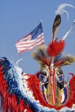 Indian jewellery with feather, POWOW, Indians, indigenous people, aborigines, tribe, flag, dance