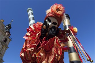 Venetian carnival mask and costume at the Venetian fair on the historic market square, Ludwigsburg,