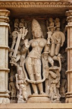 Famous stone carving sculptures, Lakshmana Temple, Khajuraho, India. Unesco World Heritage Site