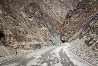 Srinagar Leh national highway NH-1 road in Himalayas. Ladakh, India, Asia