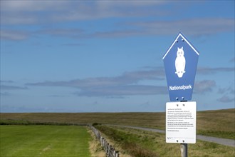 National Park sign, North Frisian Island of Föhr, North Frisia, Schleswig-Holstein, Germany, Europe