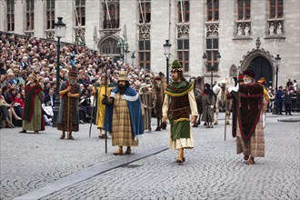 BRUGES, BELGIUM, MAY 17: Annual Procession of the Holy Blood on Ascension Day. Locals perform an