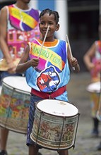 Traditional drumming group in the historic old town, Salvador, State of Bahia, Brazil, South