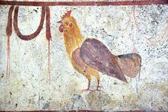 Tomb painting from a chamber tomb from ca 480 B. C. Lucanian period, in the Museum of Paestum,