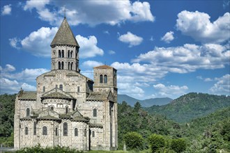 Saint Nectaire. Roman church. Puy de Dome department. Auvergne Rhone Alpes. France