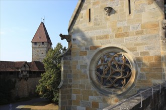 Round window of the Luther Chapel of the Veste Coburg, Coburg, Upper Franconia, Bavaria, Germany,