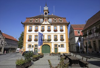 Town Hall of Roettingen in the Tauber Valley, Würzburg County, Lower Franconia, Bavaria, Germany,