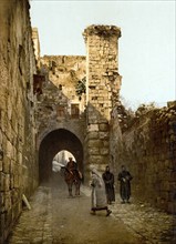 The tower of Antonia, Jerusalem, Holy Land, Israel, c. 1890, Historic, digitally restored