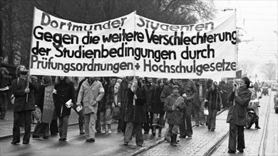 Students at Dortmund University demonstrated on 30.01.1975 against what they saw as a worsening of