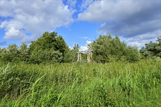 Listed wooden bascule bridge over the Trebel near Nehringen, Mecklenburg-Western Pomerania,