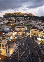 View over the old town of Athens, with Panagia Pantanassa Church, Tzisdarakis Mosque and Acropolis,