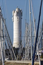 Lighthouse at the Port de Crouesty, the port of Arzon, in Brittany. Arzon, Morbihan, Brittany,