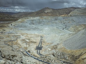 Open-cast mine of the Chinese consortium Minera Chinalco Perú, Ticlio, Peru, South America