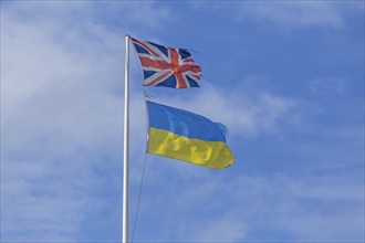 British and Ukrainian Flag, Rye, East Sussex, England, United Kingdom, Europe