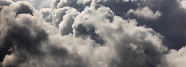 Dramatic cloudscape with (cumulus) clouds, thunderclouds, rain clouds, Upper Austria, Austria,