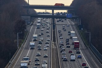 Motorway A3 between Düsseldorf and Leverkusen, near Erkrath, rush hour, heavy traffic