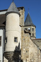 Combrailles region. Menat village, the Benedictine Abbey (12th century), Puy de Dome department,