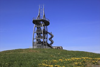 Noah's Sails lookout tower at Ellenbogen, 813 m. high mountain of the Rhoen in the district of