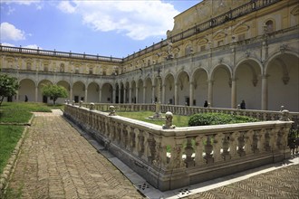 Large cloister of the Certosa di San Martino on Vomero above Naples, Campania, Italy, Europe