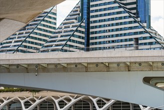 Architecture and buildings over City of Arts and Sciences in Valencia, Spain, Europe