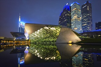 GUANGZHOU, CHINA, APRIL 27, 2018: Guangzhou Opera House designed by famous Iraqi architect