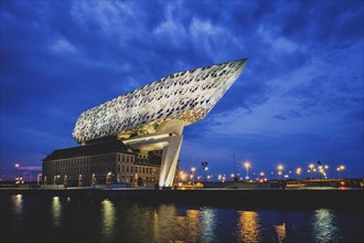 ANTWERP, BELGIUM, MAY 27, 2018: Port authority house (Porthuis) designed by famous Zaha Hadid