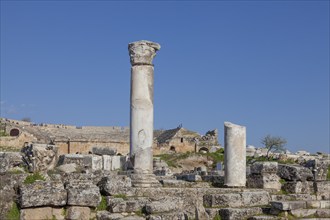 Remains and columns at Hierapolis, Hieropolis, near Pamukkale, Denizli, Western Turkey, Turkey,