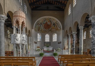 Interior of the early medieval church of Sant'Eufemia from the second half of the 4th century,