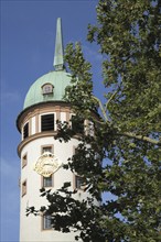 Spire of the historic White Tower built 1704, white, white, Darmstadt, Bergstrasse, Hesse, Germany,