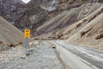 Srinagar Leh national highway NH-1 road in Himalayas. Ladakh, India, Asia