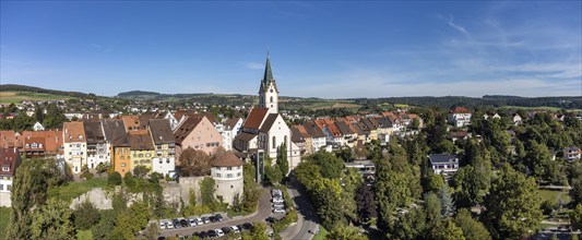 Aerial view of the town of Engen with the Church of the Assumption of the Virgin Mary, Constance