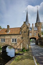 Oostport (Eastern Gate) of Delft in the day. Delft, Netherlands