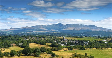 Saint Genes Champespe village at foot of Sancy Massif, Auvergne Volcanoes Regional Nature Park, Puy