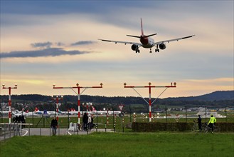 Helvetic Airways landing approach, Zurich Kloten, Switzerland, Europe