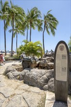 Makua and Kila Statue, Waikiki Beach, Honolulu, Oahu, Hawaii, USA, North America