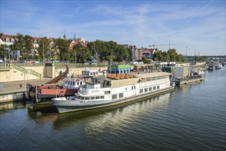 Excursion boats, harbour, river Oder, Szczecin, West Pomeranian Voivodeship, Poland, Europe