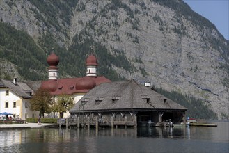 Königssee, Wallfahtskirche St. Bartholomä, Schönau, Königssee, Berchtesgaden National Park,