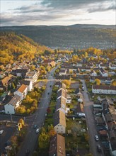 Aerial view of Wimberg in autumn, Calw, Black Forest, Germany, Europe