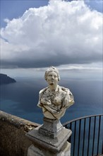 Marble bust at Terrazza dell'Infinito of Villa Cimbrone, Ravello, Amalfi Coast, Costiera